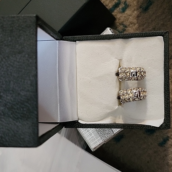 Vintage Givenchy Polished White Gold- Plated Clear Crystal Earrings - Picture 7 of 7